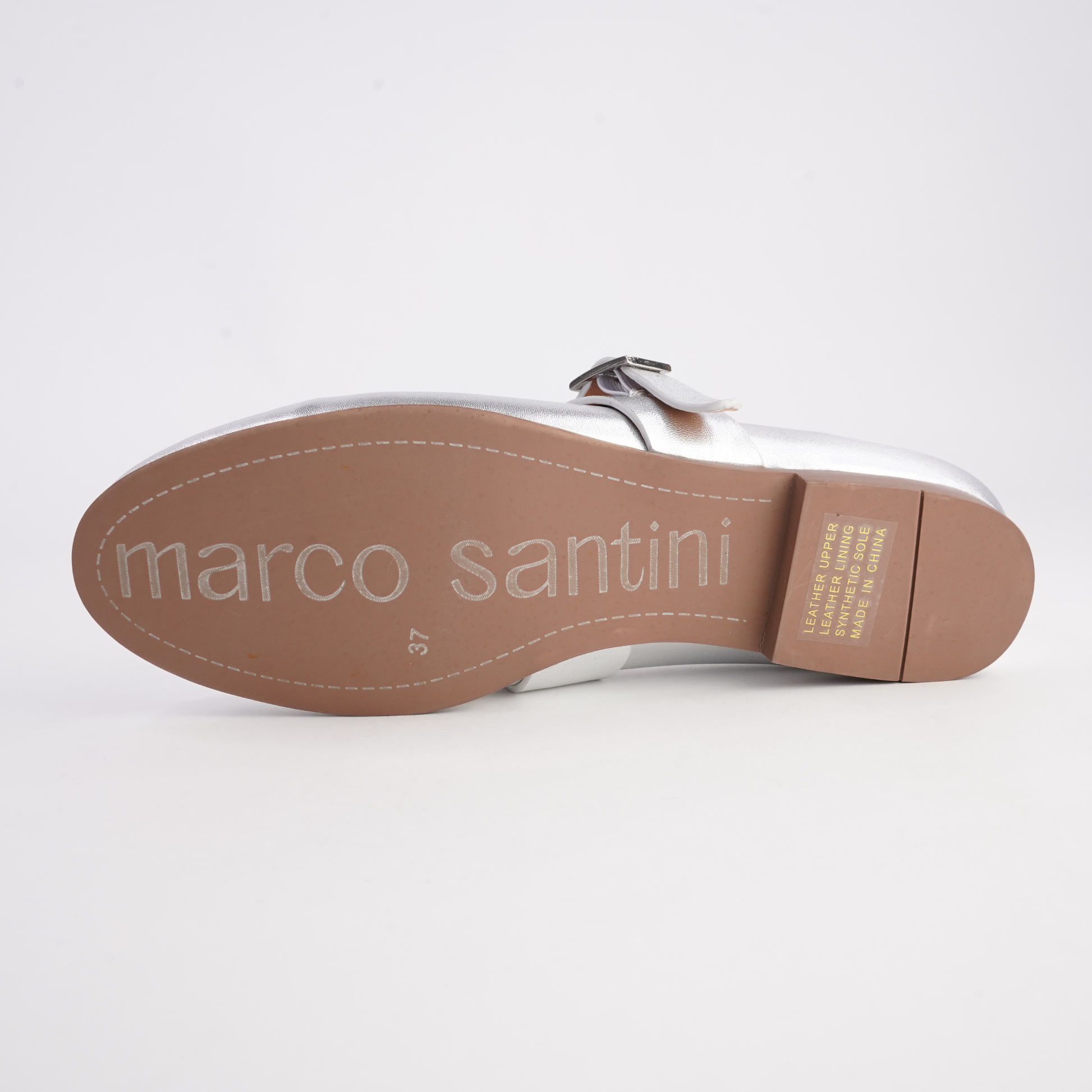 Picton Silver Leather Ballet Flats - MARCO SANTINI | Shouz