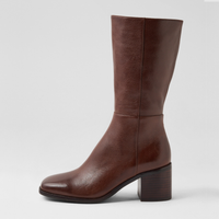 Sesina Chocolate Leather Calf Boots - MOLLINI | Shouz