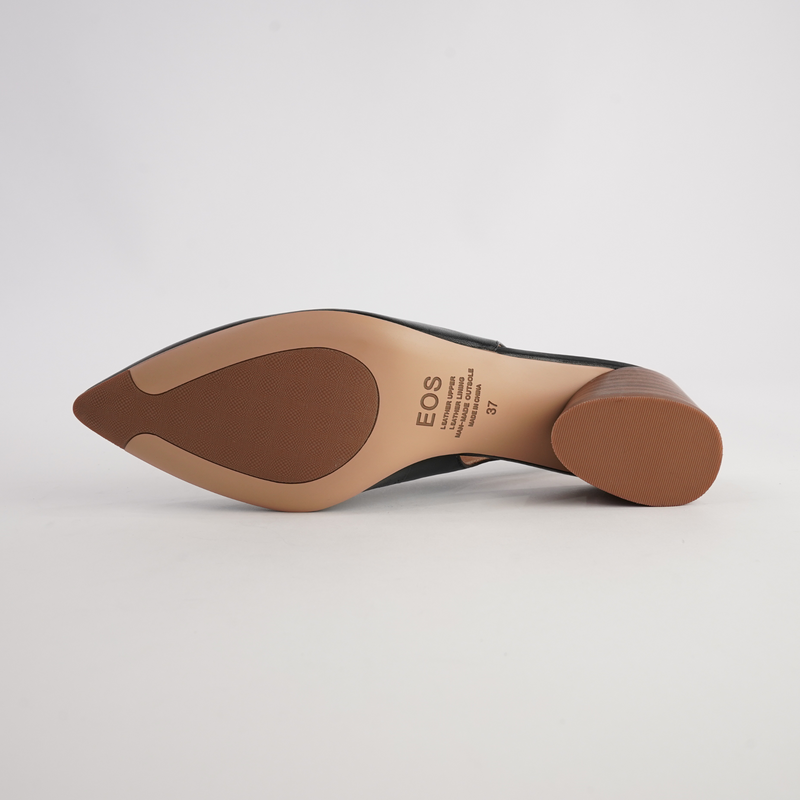 Hatti Black Leather Heels