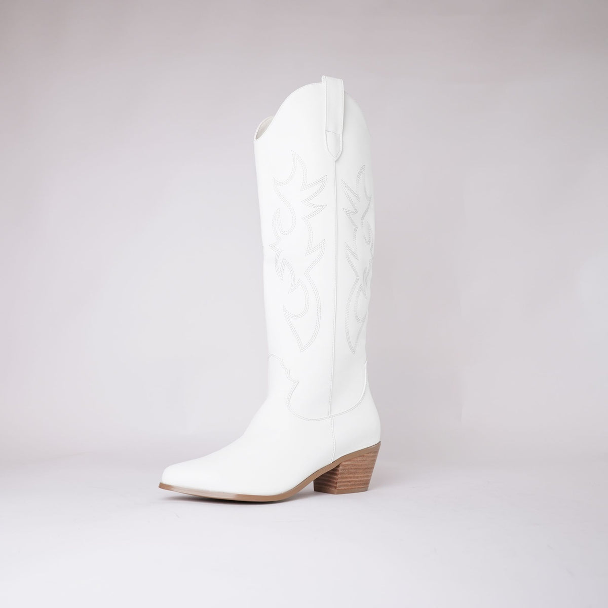 Urson White Knee High Boots - Shouz