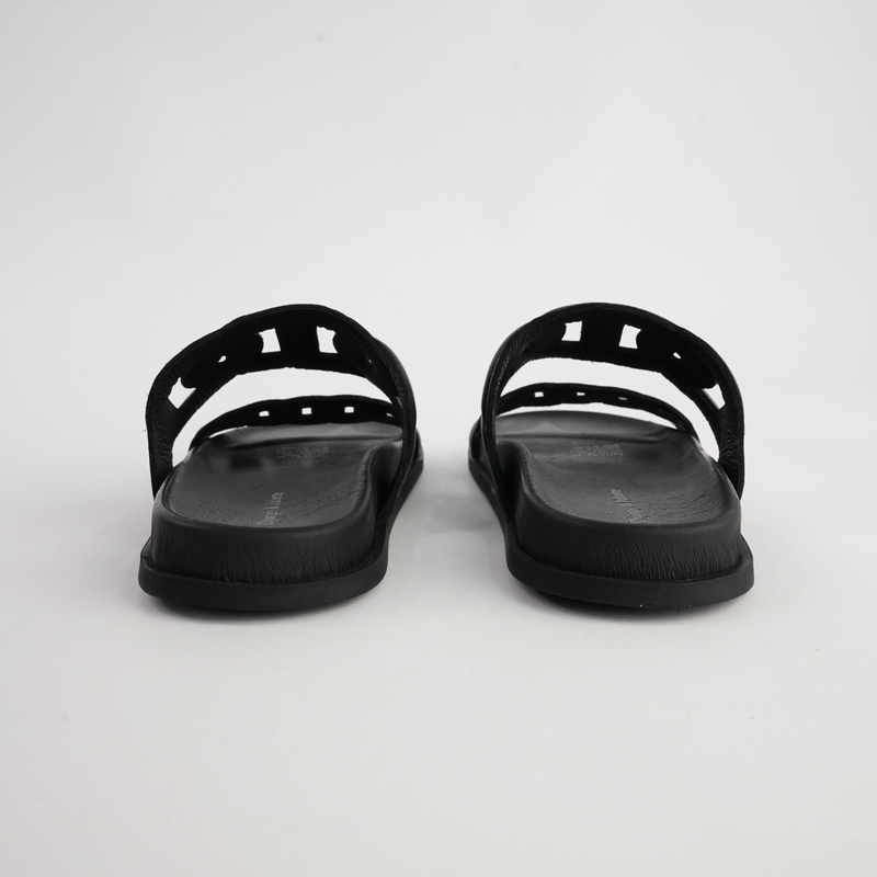 Tulia Black Leather Slides