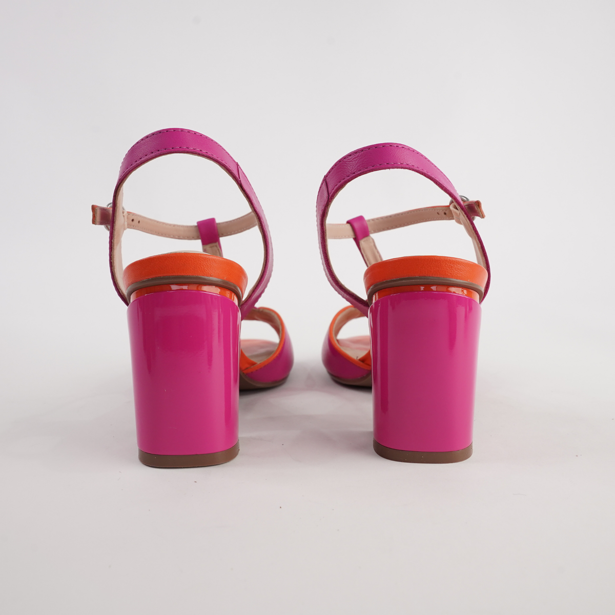 Brooke Fuschia/ Tangerine Leather Heels - CHRISSIE | Shouz