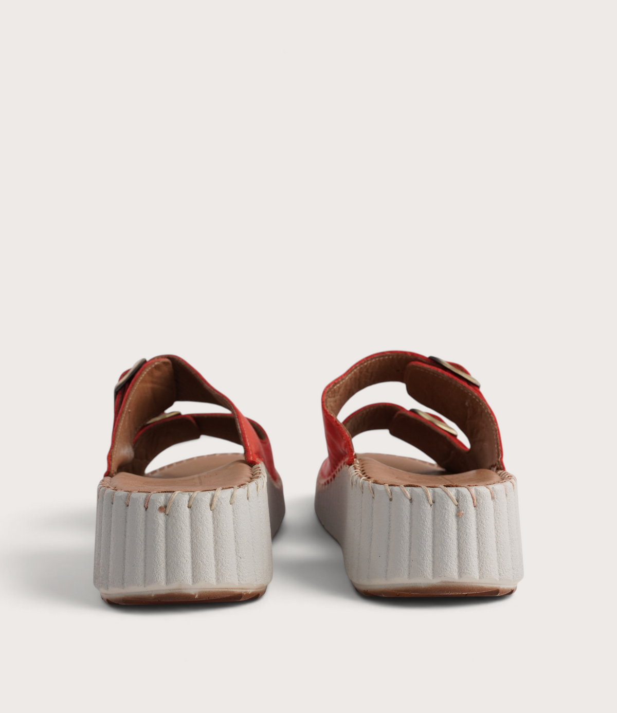 Solena Red Leather Slides