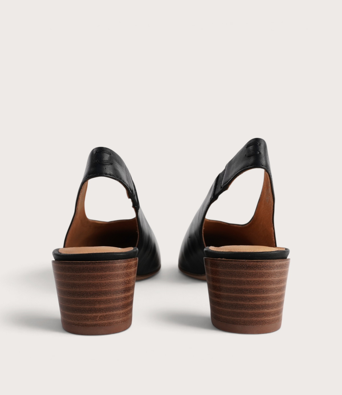 Hatti Black Leather Heels