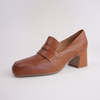 Kendill Dark Rum Leather Heeled Loafers