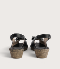 Erica Black Leather Espadrille Wedges