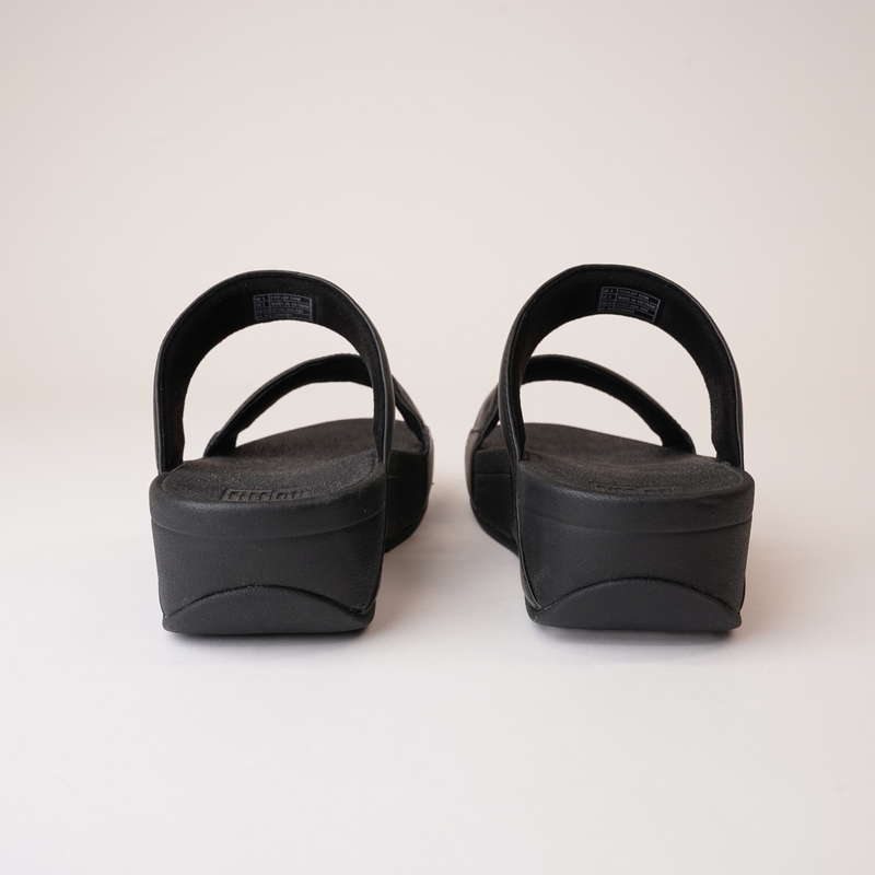 Lulu Leather Slides Black Sandals