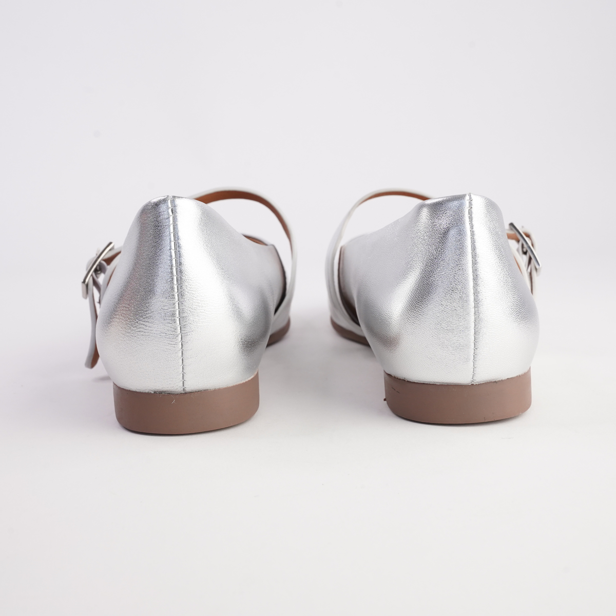 Picton Silver Leather Ballet Flats - MARCO SANTINI | Shouz