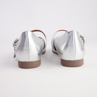 Picton Silver Leather Ballet Flats - MARCO SANTINI | Shouz