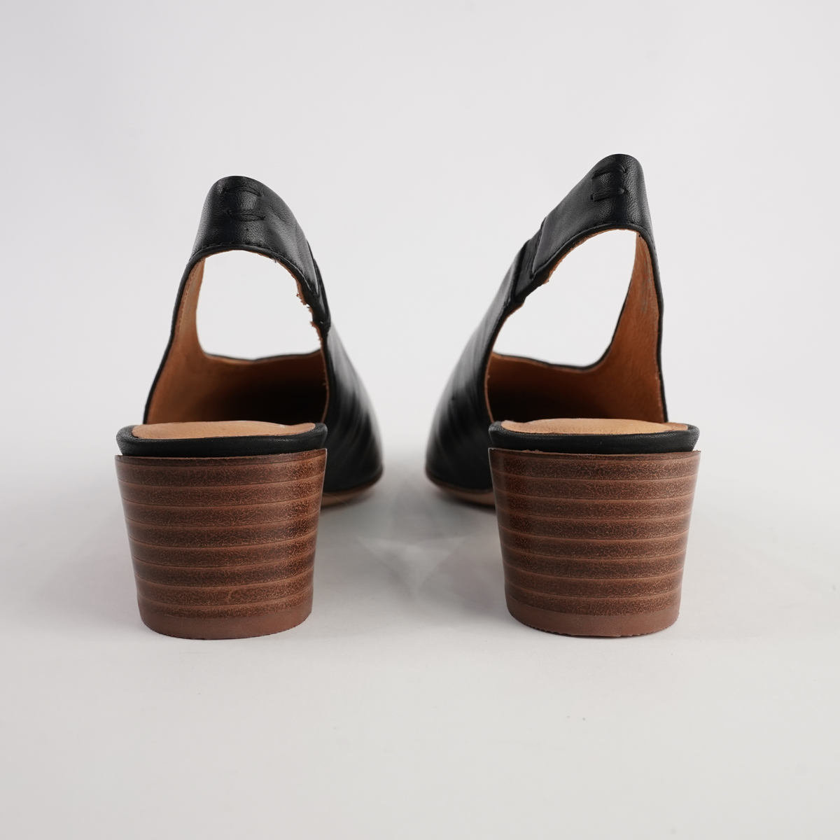 Hatti Black Leather Heels