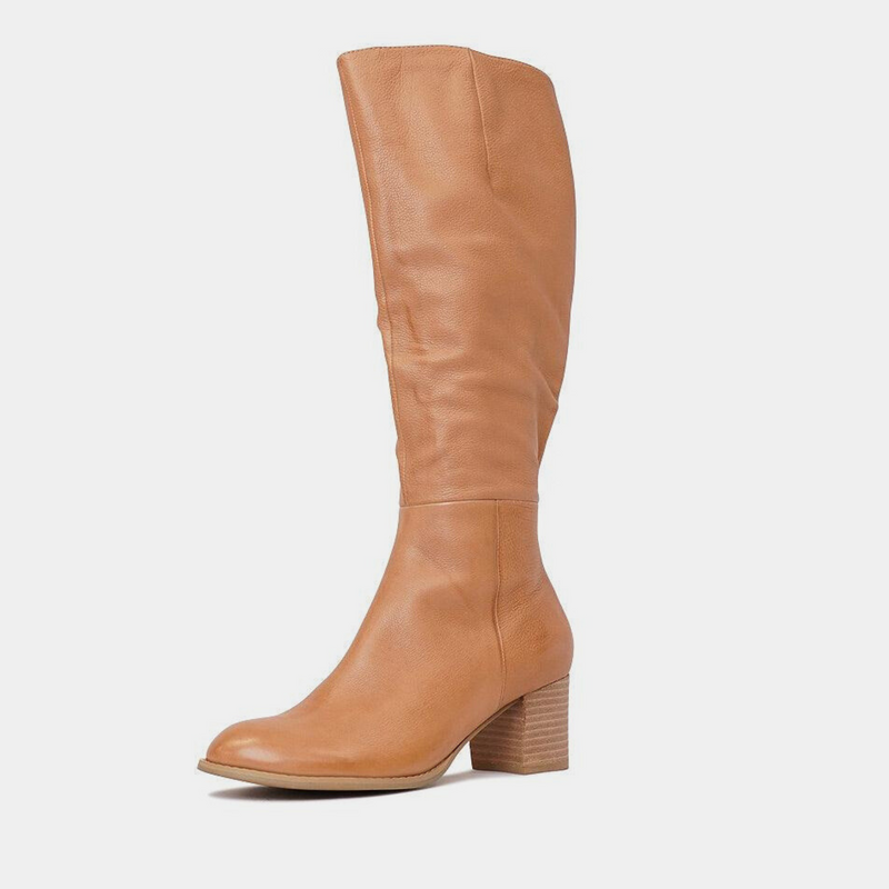 Sled Dark Tan Leather Knee High Boots