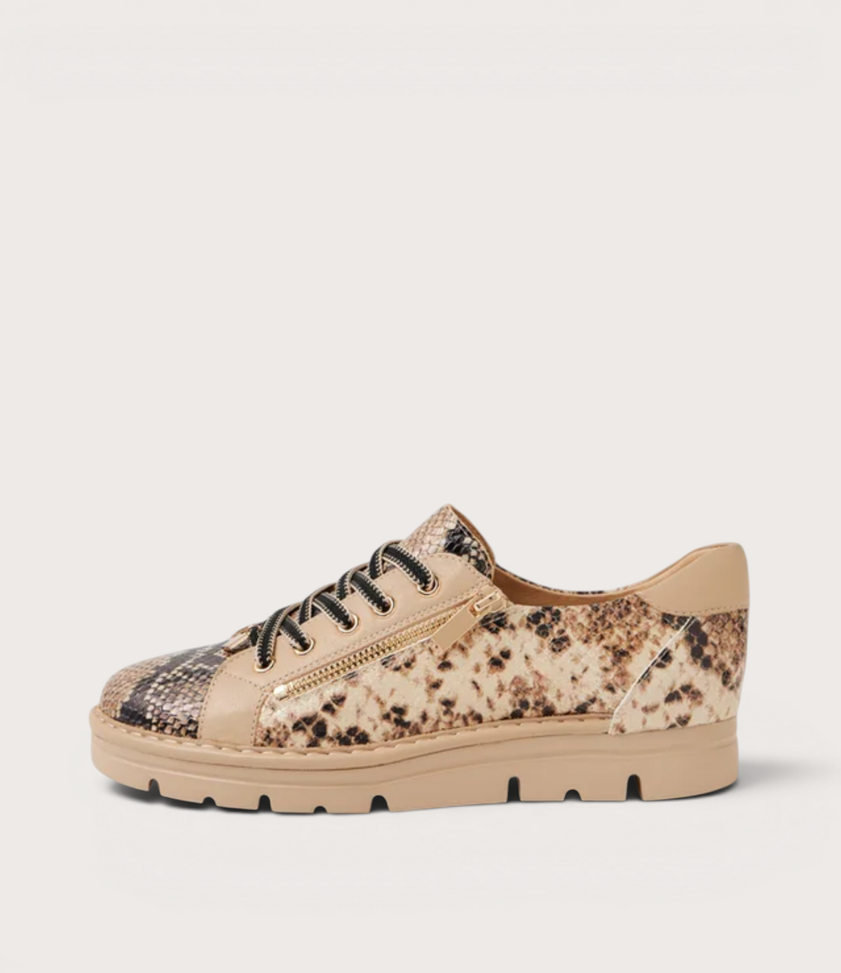 Elos Black and Caramel Snake/ Caramel Leather Sneakers