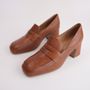 Kendill Dark Rum Leather Heeled Loafers