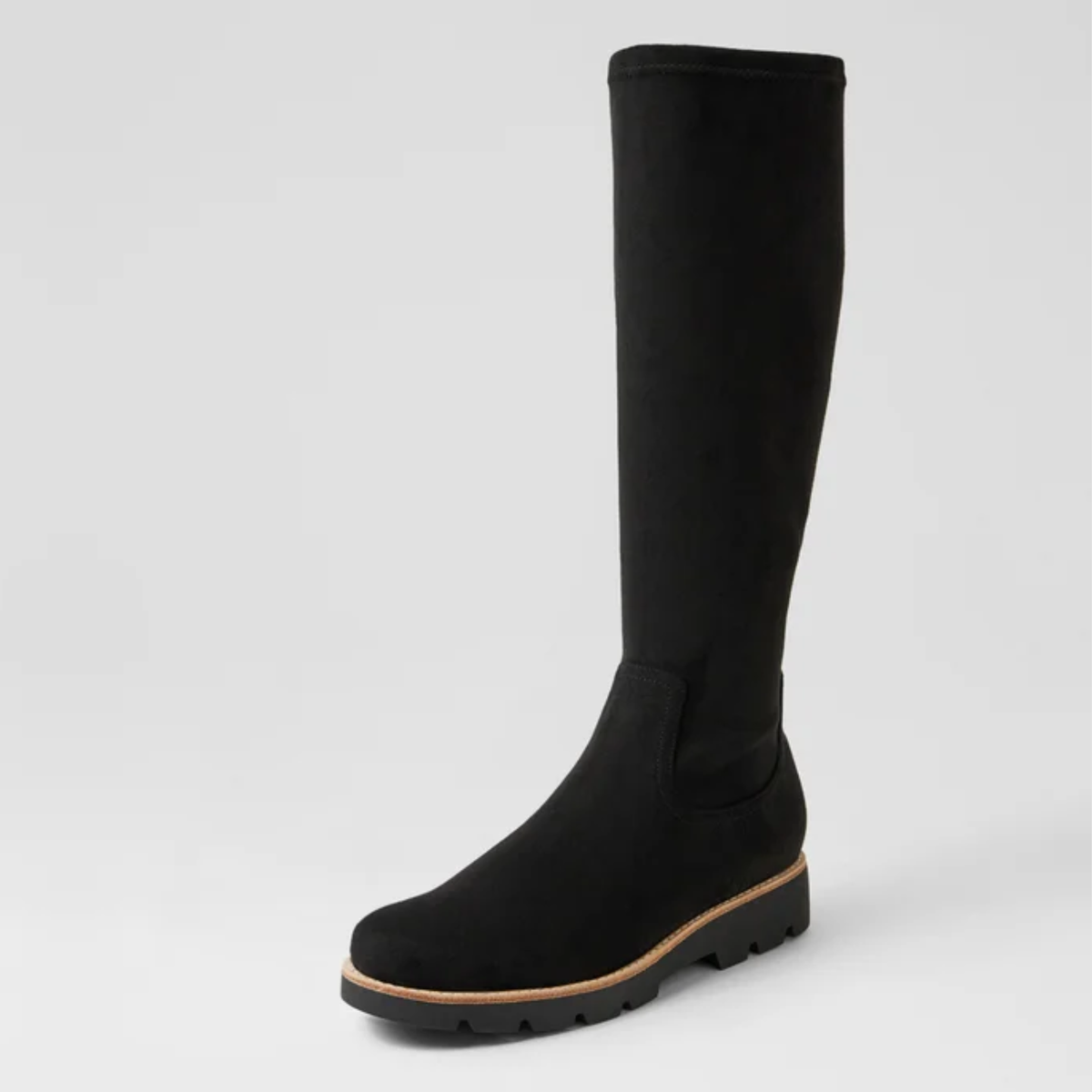 Dellah Black Stretch Microsuede Knee High Boots - DJANGO AND JULIETTE | Shouz
