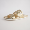 Tulia Gold Scribble Leather Slides