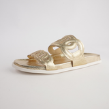 Tulia Gold Scribble Leather Slides