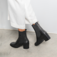 Mycah Black Leather Ankle Boots