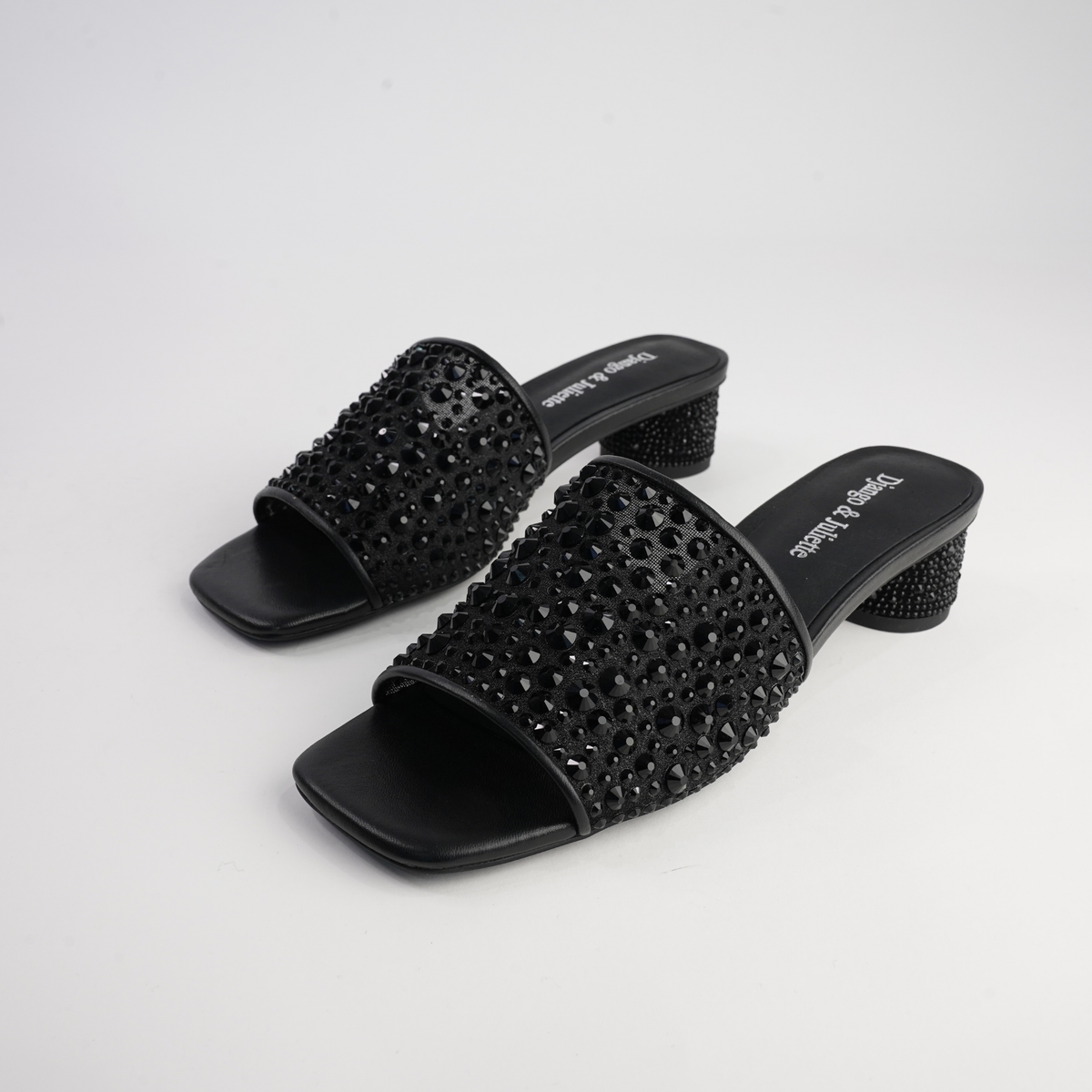 Heda Black Multi Leather Heels