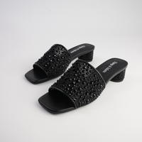 Heda Black Multi Leather Heels