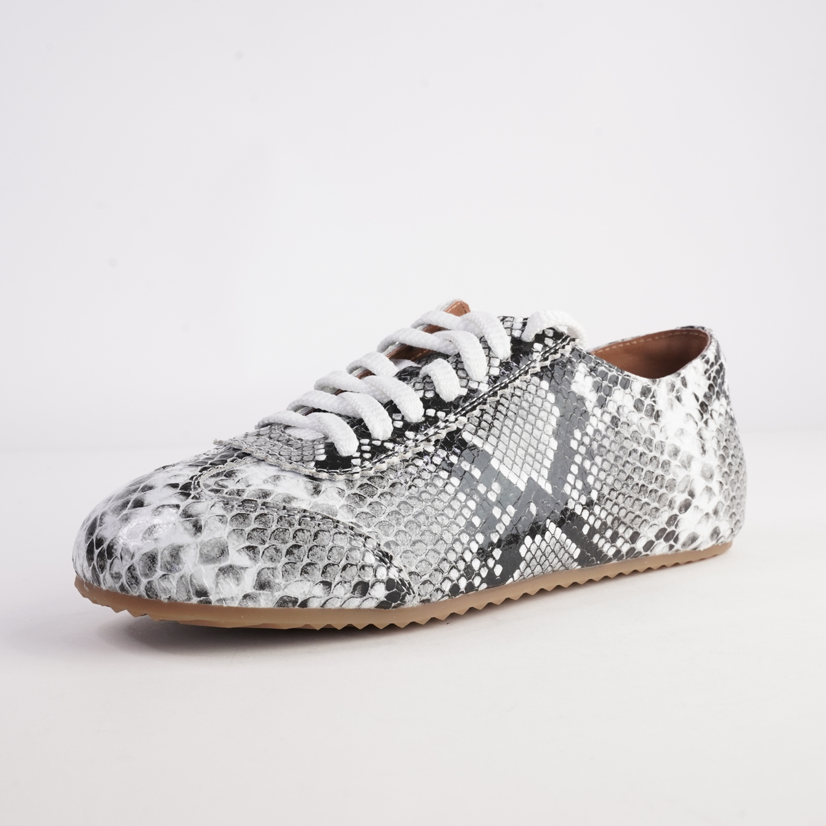 Quinn Black/ White Multi Snake Leather Sneakers - ALFIE AND EVIE | Shouz