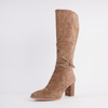 Amirie Light Choc Suede Knee High Boots