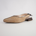 Valentina Raffia/ Brown Leather Flats
