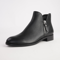 Noves Black Leather/ Black Heel Ankle Boots