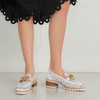 Popo White Leather Heeled Loafers