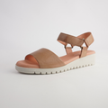 Minne Dark Tan/ Almond Sole Leather Sandals