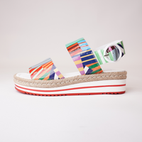 Atha White Stripe Patent Leather Sandals