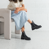 Dodge Black Leather Ankle Boots