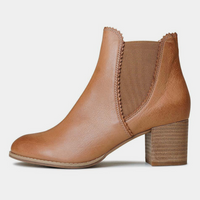 Sadore Dark Tan Leather Ankle Boots