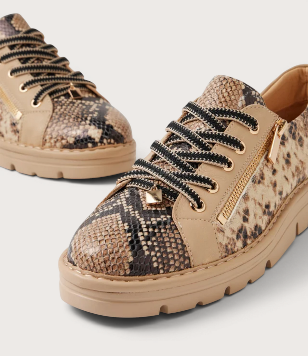 Elos Black and Caramel Snake/ Caramel Leather Sneakers
