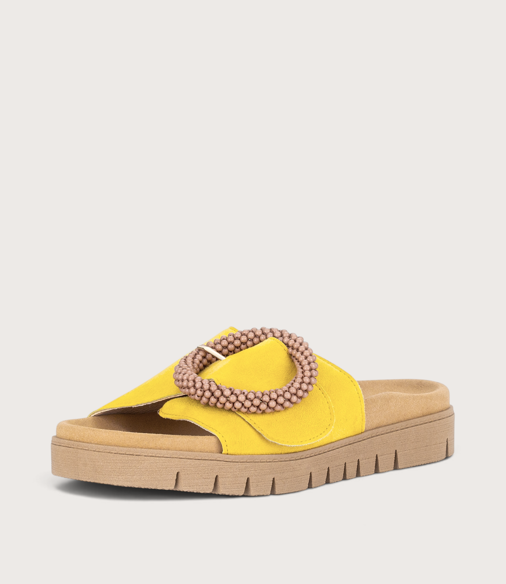 Lucille Yellow Suede Slides