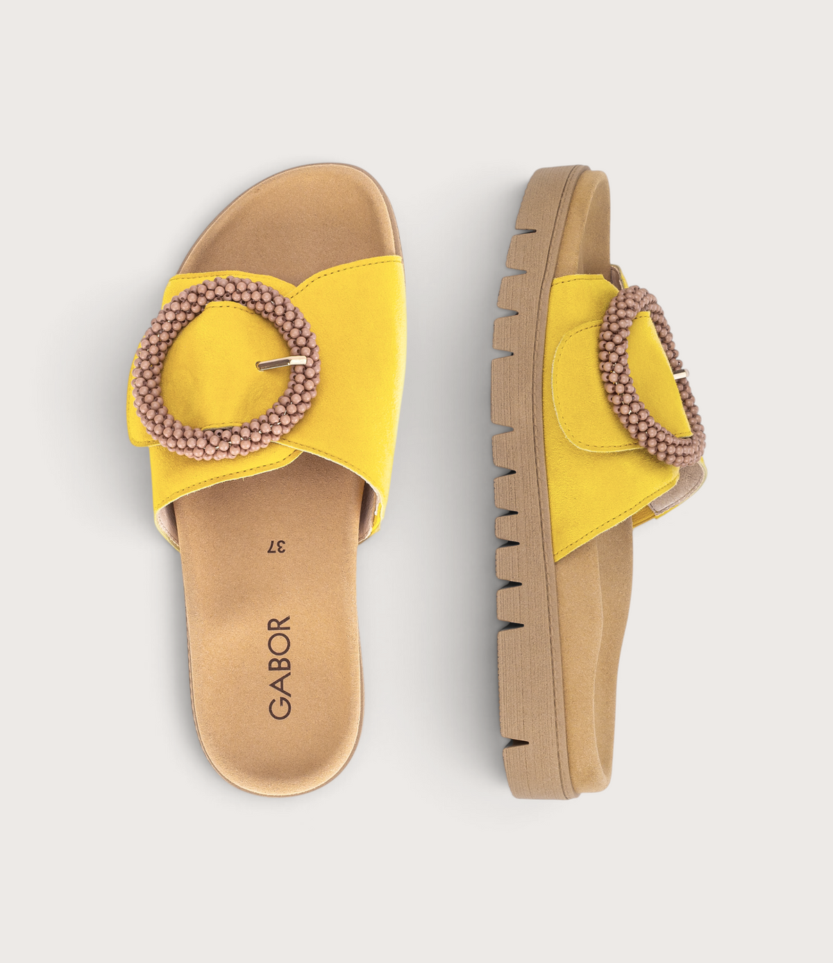 Lucille Yellow Suede Slides