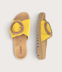 Lucille Yellow Suede Slides