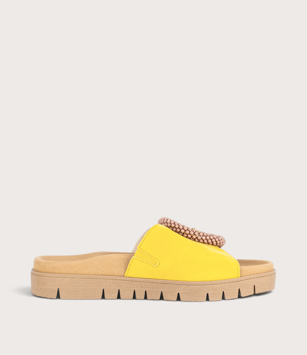 Lucille Yellow Suede Slides