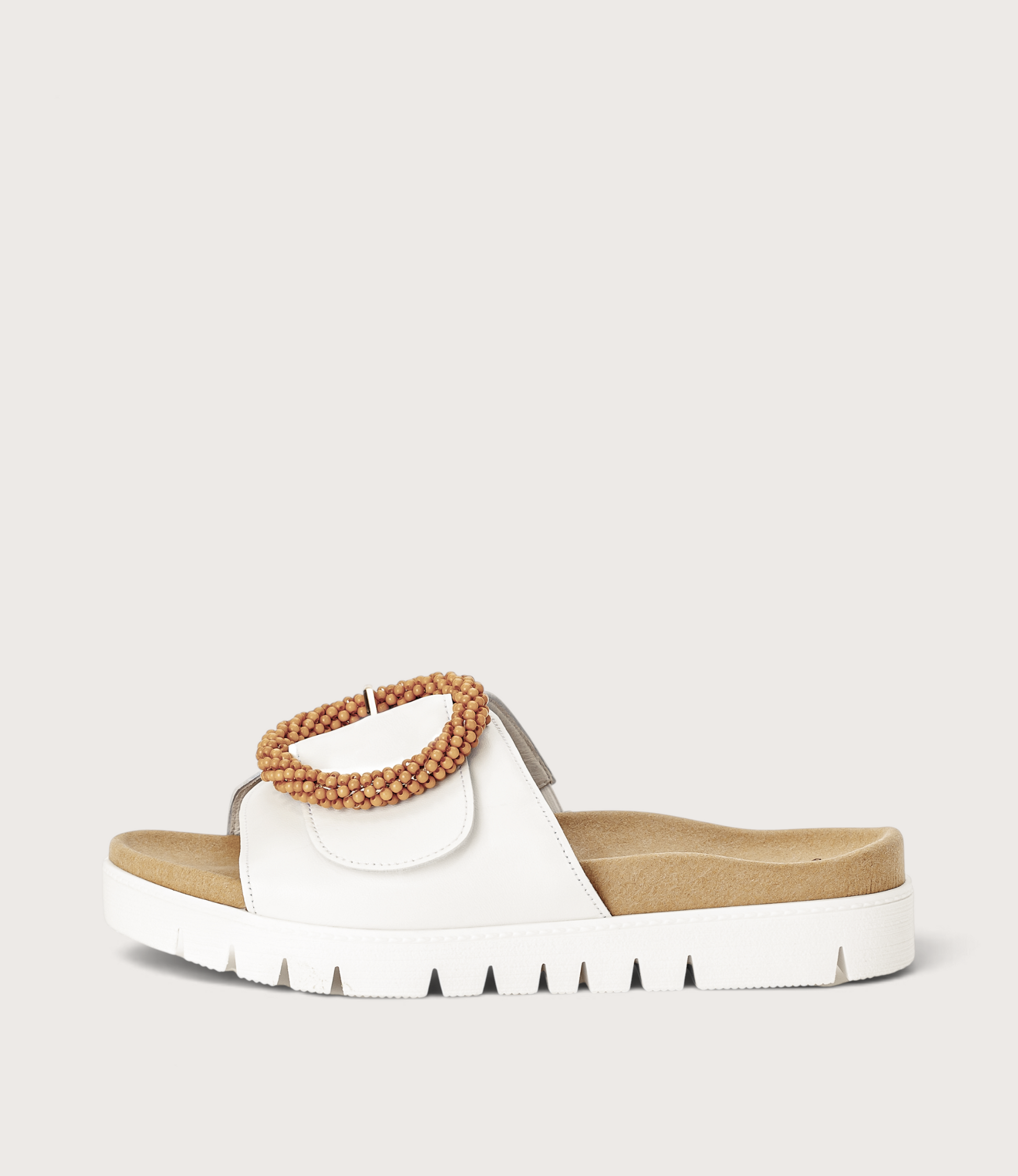 Lucille White Suede Slides