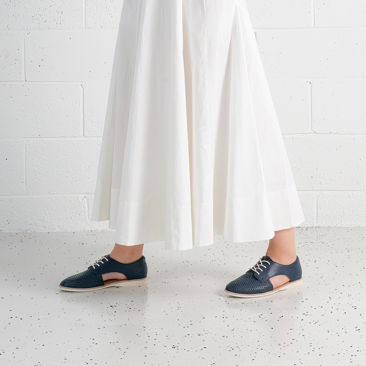 Sidecut Punch Navy Tumble Lace Up Flats - ROLLIE | Shouz