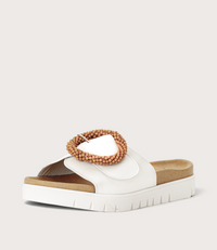 Lucille White Suede Slides