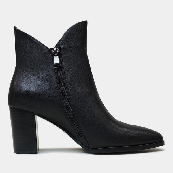 Astronomy Black Leather Ankle Boots