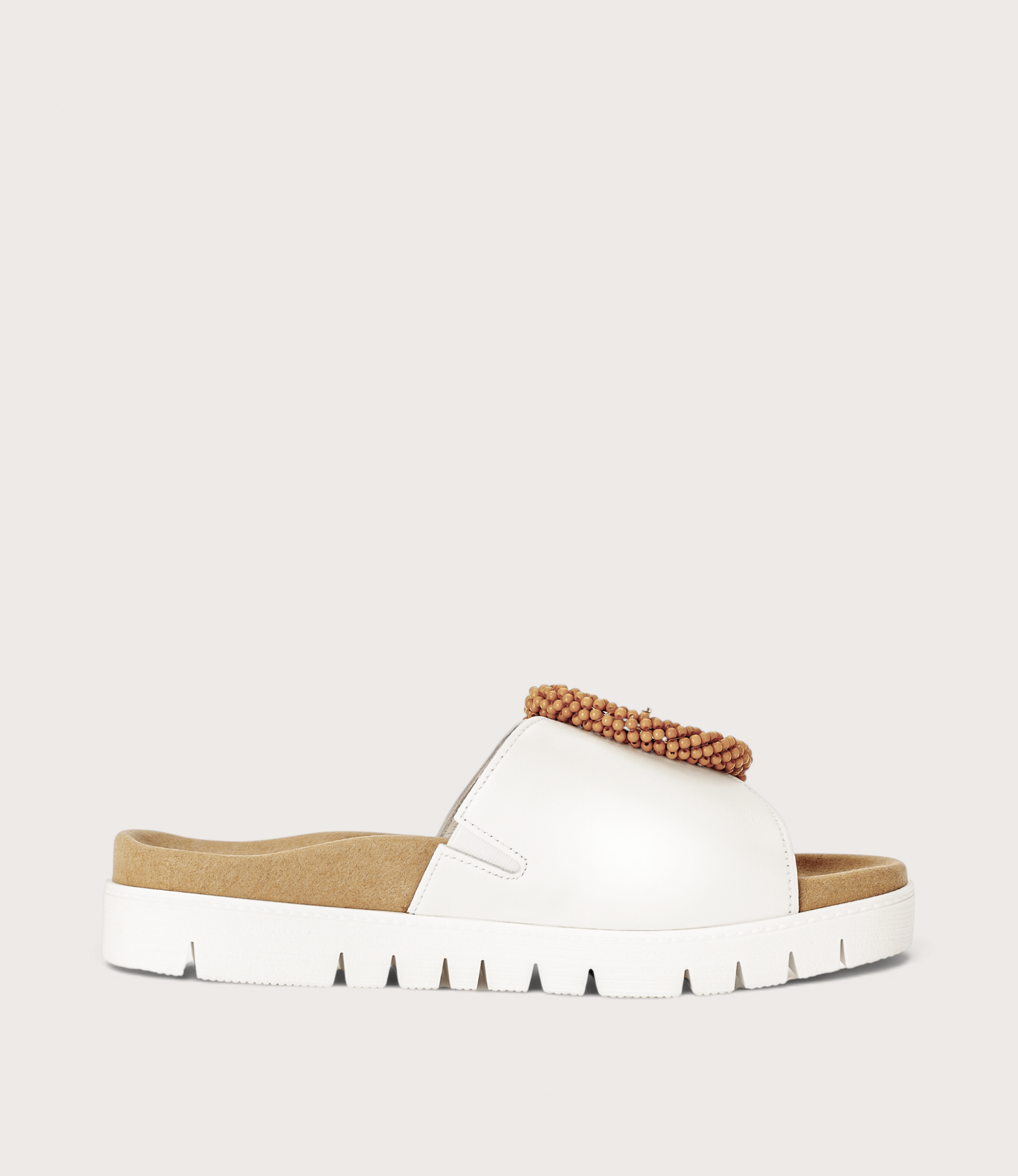 Lucille White Suede Slides