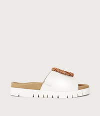 Lucille White Suede Slides