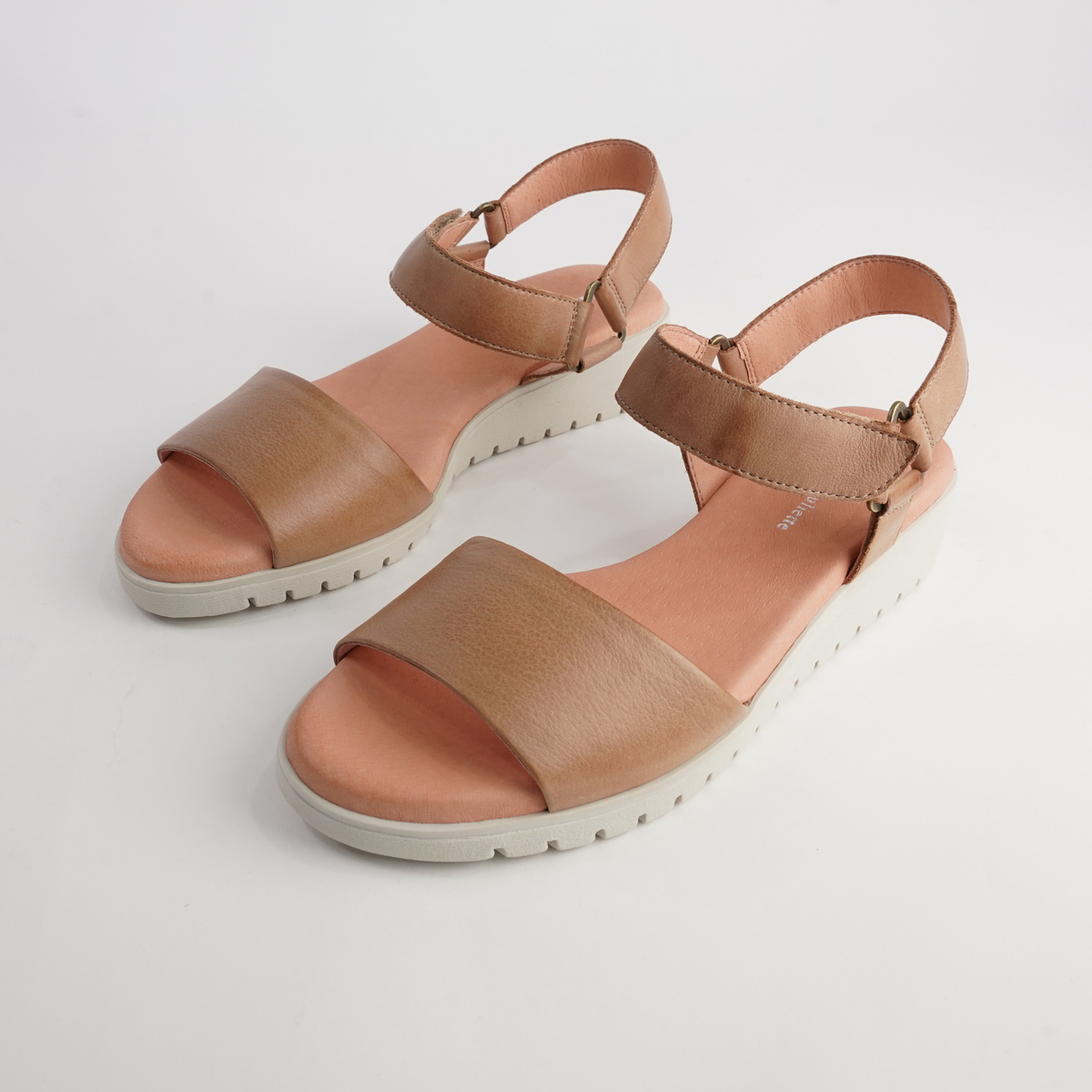 Minne Dark Tan/ Almond Sole Leather Sandals