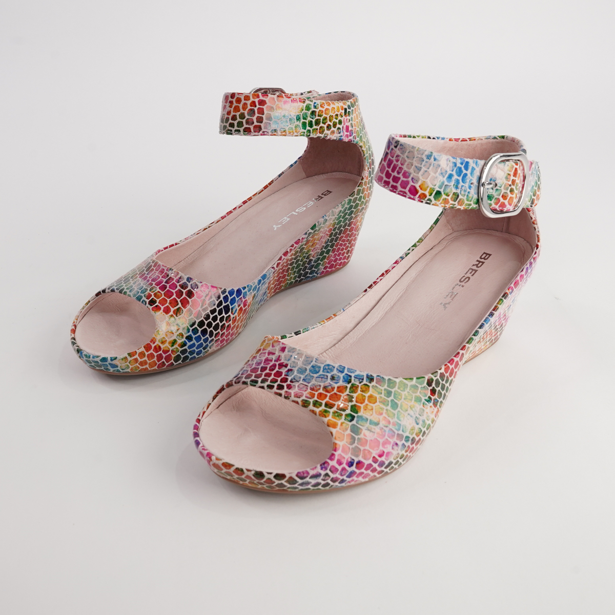 Sangria Palette Snake Leather Wedges - BRESLEY | Shouz