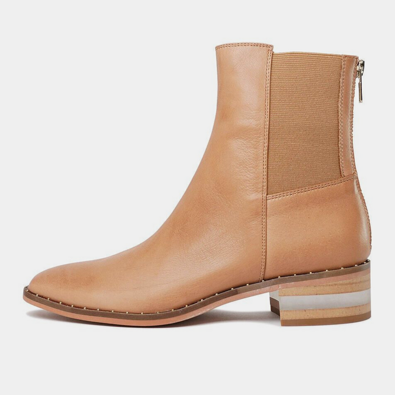 Ferlee Dark Tan Leather Ankle Boots