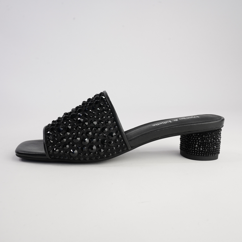 Heda Black Multi Leather Heels
