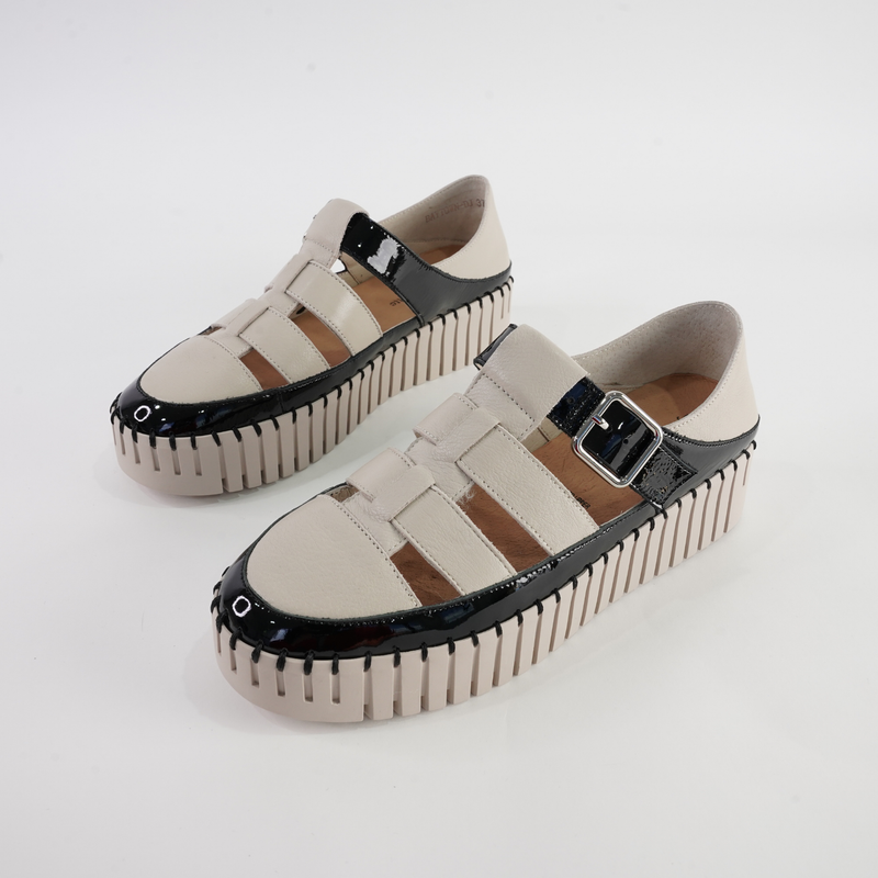 Baytown Black Patent/ Almond Leather Sneakers