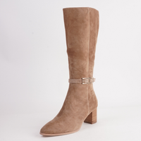 Briellas Light Choc Suede/ Natural Heel Boots - DJANGO AND JULIETTE | Shouz