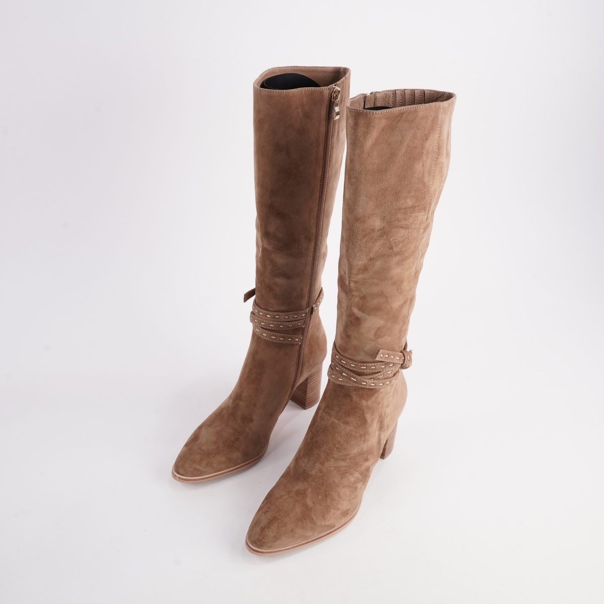 Amirie Light Choc Suede Knee High Boots
